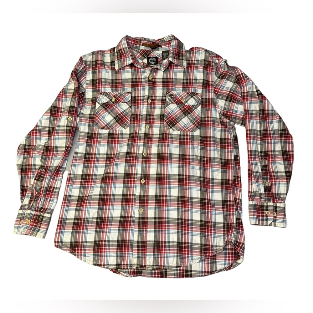 Timberland Men’s Long Sleeve Shirt Button Down  Size M Red Used